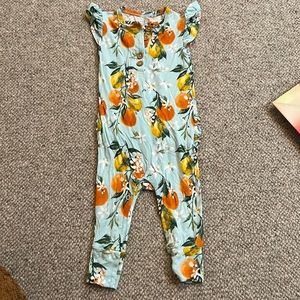 Posh peanut ruffle orange and lemon print jumper. Size 2t